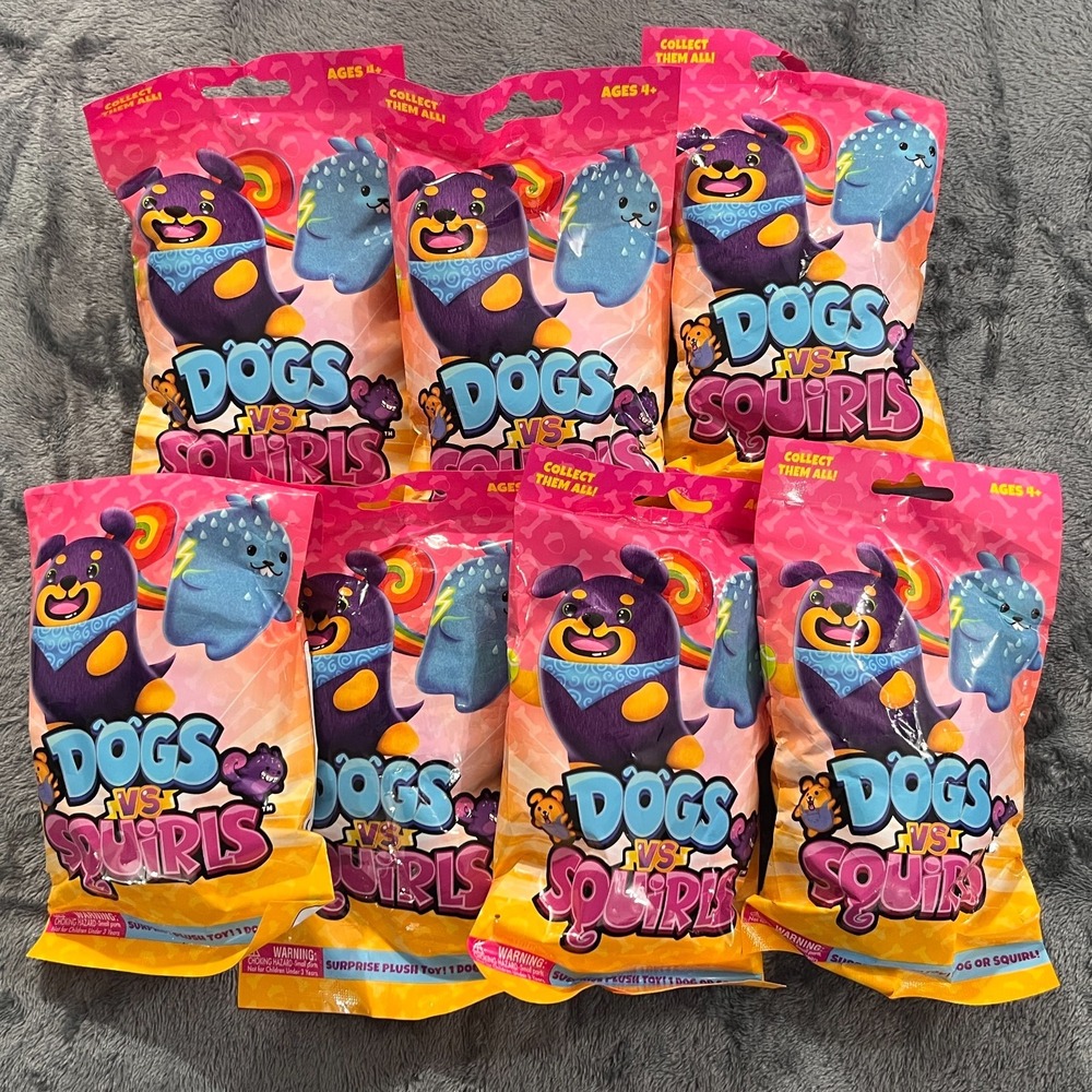 Dogs Vs. Squirls 4" Plush Blind Bags Surprise Toy NEW! SEALED! (Lot of 7)